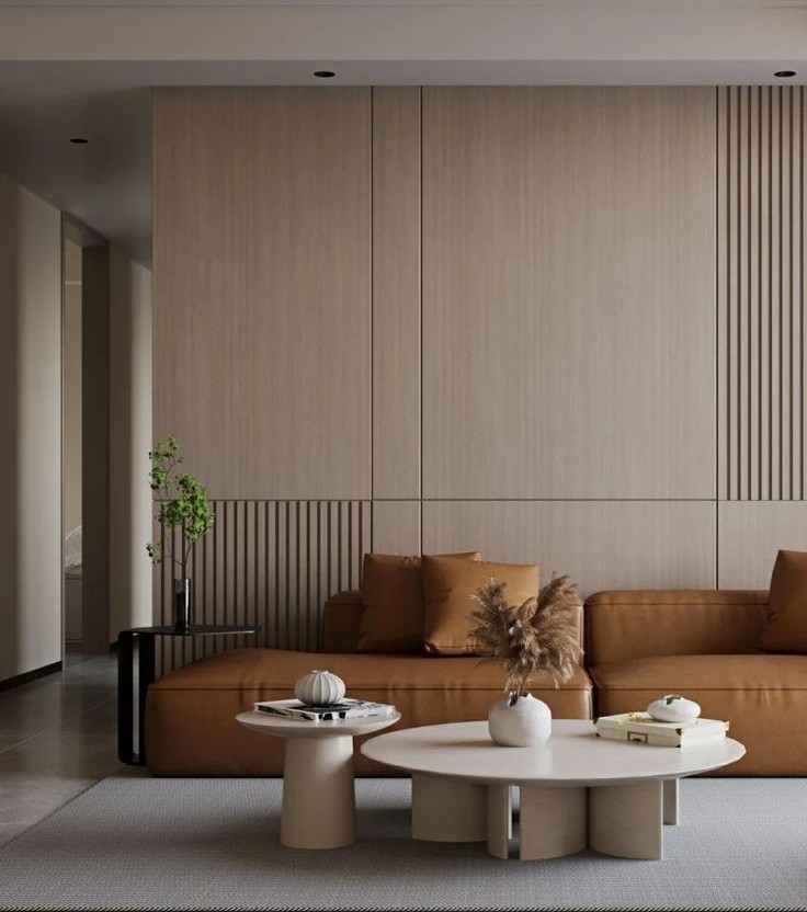 Luxury wood veneer wall paneling designs in Greater Noida showroom